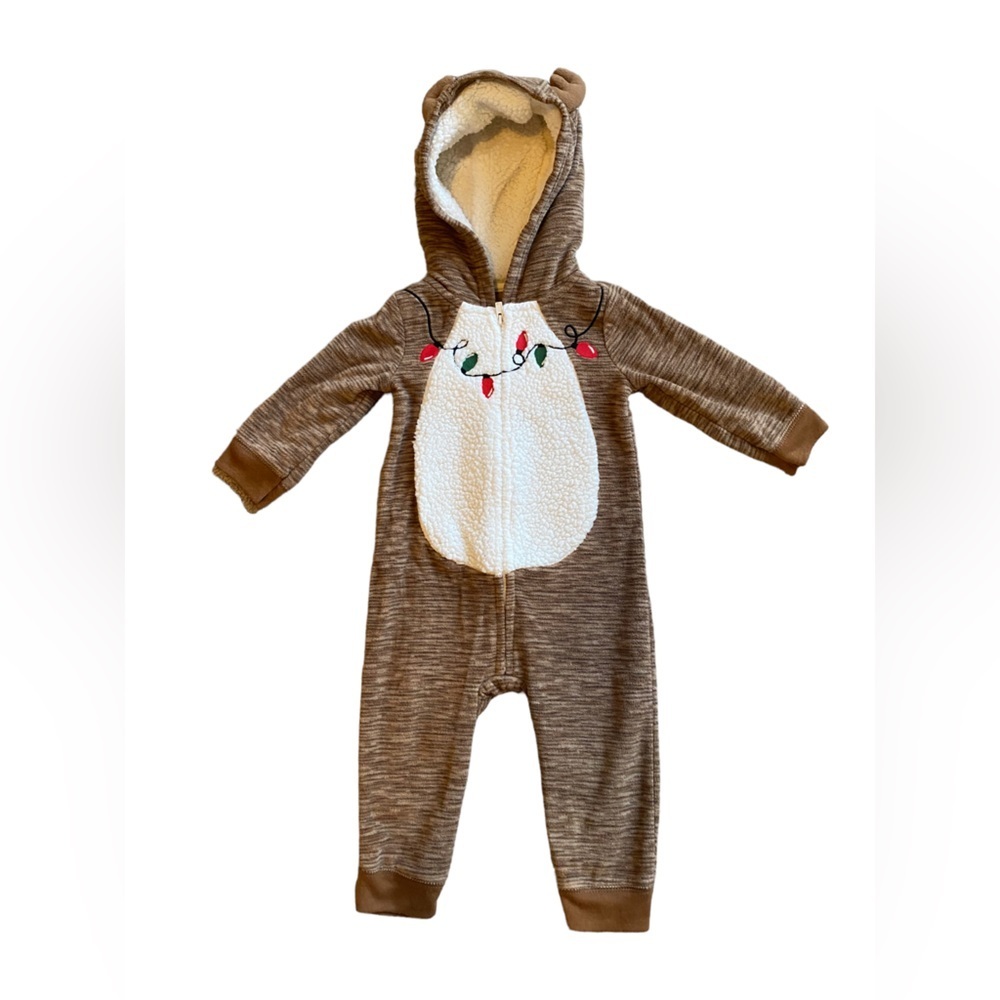 LCarters Reindeer Zip Up 12 MO